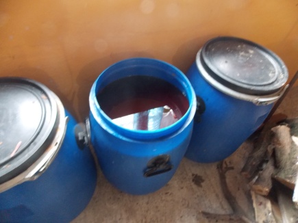 Blue juice barrels